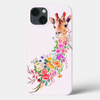 Farbenfrohe Blume Bouquet Giraffe - Gezeichnet von