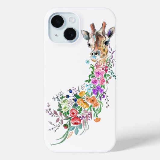 Farbenfrohe Blume Bouquet Giraffe iPhone Case (Rückseite)