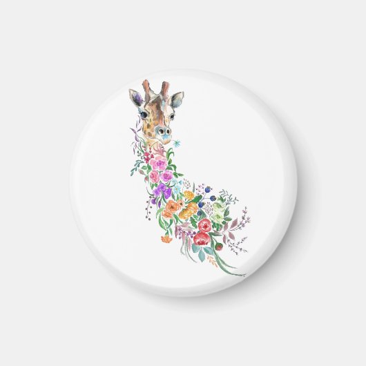 Farbenfrohe Blume Bouquet Giraffe Magnet Geschenk (Vorne)