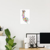 Farbenfrohe Blume Bouquet Giraffe Poster Malerei (Heimbüro)