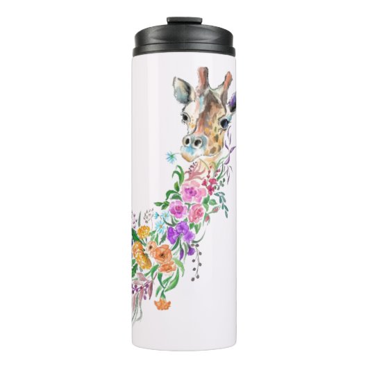 Farbenfrohe Blume Bouquet Giraffe Thermal Tumbler Thermosbecher (Vorderseite)
