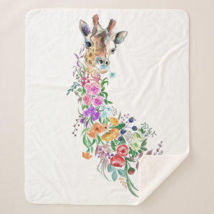 Farbenfrohe Blume Bouquet Giraffe - Zeichnend Blum Sherpadecke
