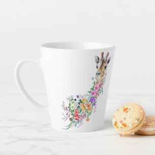Farbenfrohe Blume Bouquet Giraffe - Zeichnend Flor Milchtasse