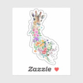Farbenfrohe Blume Bouquet Giraffe - Zeichnend Mode Aufkleber (Blatt)