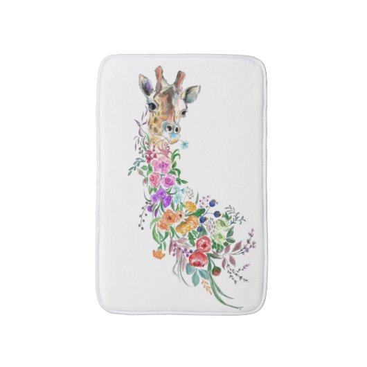 Farbenfrohe Blume Bouquet Giraffe - Zeichnend Mode Badematte (Vorderseite Vertikal)