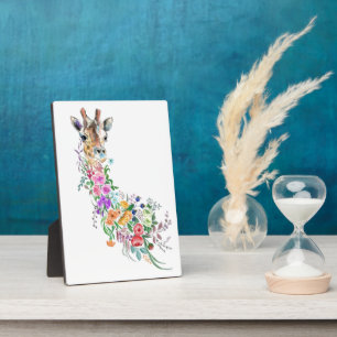 Farbenfrohe Blume Bouquet Giraffe - Zeichnend Mode Fotoplatte