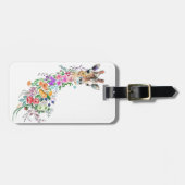 Farbenfrohe Blume Bouquet Giraffe - Zeichnend Mode Gepäckanhänger (Vorderseite horizontal)