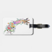 Farbenfrohe Blume Bouquet Giraffe - Zeichnend Mode Gepäckanhänger (Rückseite horizontal)
