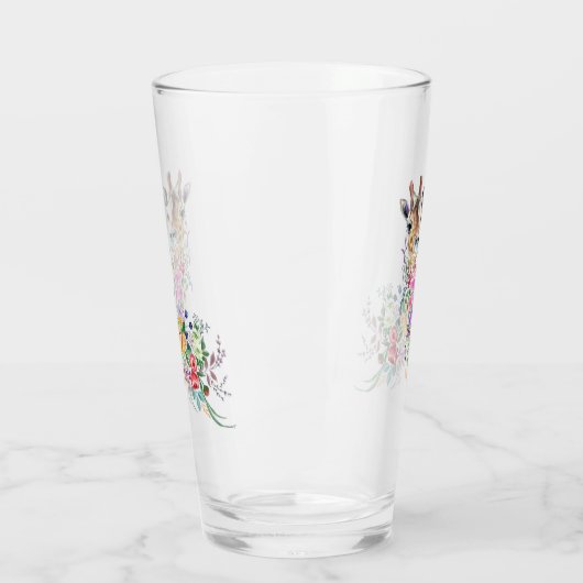 Farbenfrohe Blume Bouquet Giraffe - Zeichnend Mode Glas (Links)