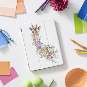 Farbenfrohe Blume Bouquet Giraffe - Zeichnend Mode iPad Air Hülle
