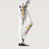 Farbenfrohe Blume Bouquet Giraffe - Zeichnend Mode Leggings (Rechts)