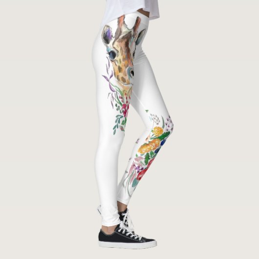 Farbenfrohe Blume Bouquet Giraffe - Zeichnend Mode Leggings (Rechts)