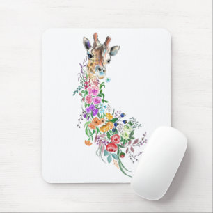 Farbenfrohe Blume Bouquet Giraffe - Zeichnend Mode Mousepad