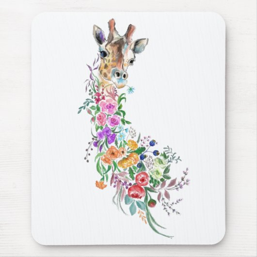 Farbenfrohe Blume Bouquet Giraffe - Zeichnend Mode Mousepad (Vorne)