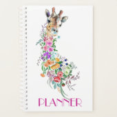 Farbenfrohe Blume Bouquet Giraffe - Zeichnend Mode Planer (Vorderseite)
