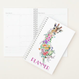 Farbenfrohe Blume Bouquet Giraffe - Zeichnend Mode Planer