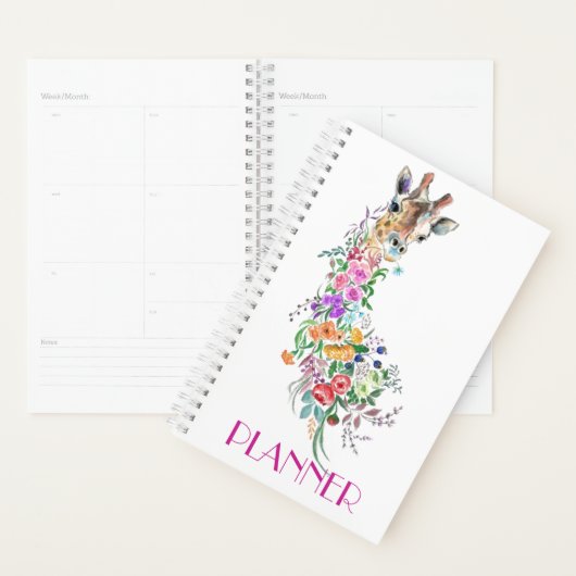 Farbenfrohe Blume Bouquet Giraffe - Zeichnend Mode Planer (Anzeige)