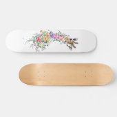 Farbenfrohe Blume Bouquet Giraffe - Zeichnend Mode Skateboard (Horizontal)