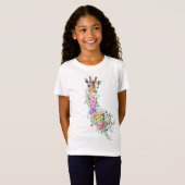 Farbenfrohe Blume Bouquet Giraffe - Zeichnend Mode T-Shirt (Vorne ganz)