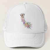 Farbenfrohe Blume Bouquet Giraffe - Zeichnend Mode Truckerkappe (Vorderseite)