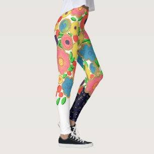 Farbenfrohe Blume Bouquet in der Black Boho Vase Leggings