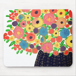 Farbenfrohe Blume Bouquet in der Black Boho Vase Mousepad