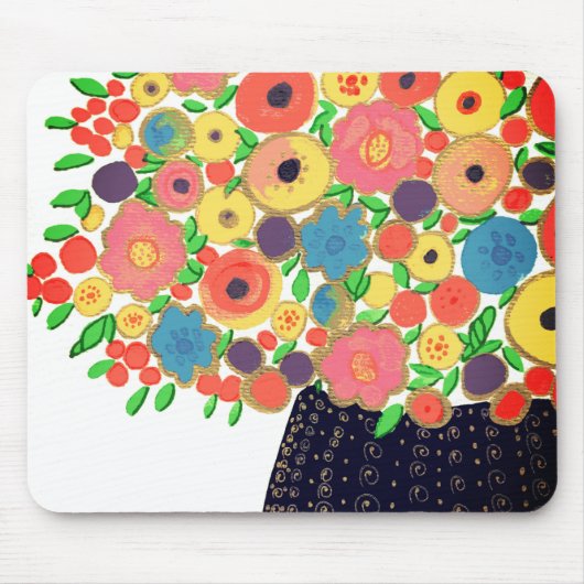 Farbenfrohe Blume Bouquet in der Black Boho Vase Mousepad (Vorne)