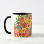 Farbenfrohe Blume Bouquet in der Black Boho Vase Tasse (Links)