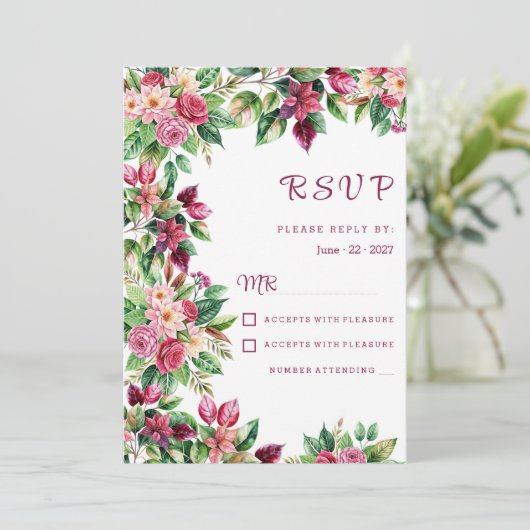 Farbenfrohe Blume Bouquet UAWG Einladung (Stehend Vorderseite)