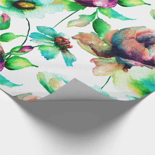 Farbenfrohe Blume Collage Nahtloses Muster Geschenkpapier (Ecke)