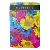 Farbenfrohe Blume, Daisis, Boho, Ihr Name Badematte (Vorderseite Vertikal)