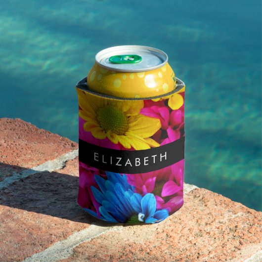 Farbenfrohe Blume, Daisis, Boho, Ihr Name Dosenkühler (In Situ Pool)