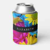 Farbenfrohe Blume, Daisis, Boho, Ihr Name Dosenkühler (Kanne Rückseite)