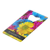 Farbenfrohe Blume, Daisis, Boho, Ihr Name Geldbeutel Flaschenöffner (Vorderseite Schrägansicht)