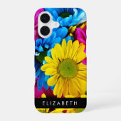 Farbenfrohe Blume, Daisis, Boho, Ihr Name iPhone 16 Hülle (Rückseite)
