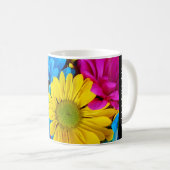 Farbenfrohe Blume, Daisis, Boho, Ihr Name Kaffeetasse (VorderseiteRechts)