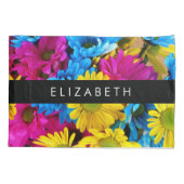 Farbenfrohe Blume, Daisis, Boho, Ihr Name Kissenbezug (Rückseite)