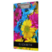 Farbenfrohe Blume, Daisis, Boho, Ihr Name Klemmbrett (Links)