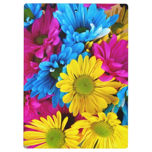 Farbenfrohe Blume, Daisis, Boho, Ihr Name Klemmbrett (Rückseite)