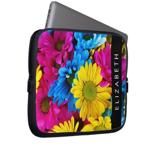 Farbenfrohe Blume, Daisis, Boho, Ihr Name Laptopschutzhülle (Vorne Rechts)
