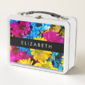 Farbenfrohe Blume, Daisis, Boho, Ihr Name Metall Brotdose (Vorderseite)