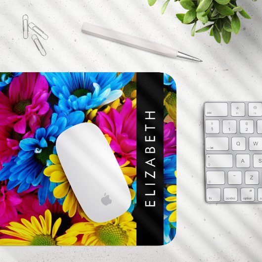 Farbenfrohe Blume, Daisis, Boho, Ihr Name Mousepad