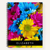 Farbenfrohe Blume, Daisis, Boho, Ihr Name Notizblock (Vorderseite)