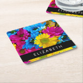 Farbenfrohe Blume, Daisis, Boho, Ihr Name Rechteckiger Pappuntersetzer (angewinkelt)