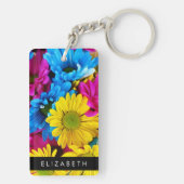 Farbenfrohe Blume, Daisis, Boho, Ihr Name Schlüsselanhänger (Rückseite)