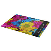 Farbenfrohe Blume, Daisis, Boho, Ihr Name Schneidebrett (Ecke)