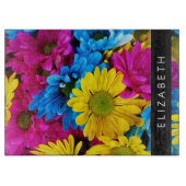 Farbenfrohe Blume, Daisis, Boho, Ihr Name Schneidebrett (Vorderseite)
