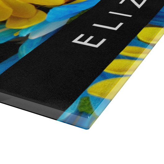 Farbenfrohe Blume, Daisis, Boho, Ihr Name Schneidebrett (Ecke)