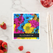 Farbenfrohe Blume, Daisis, Boho, Ihr Name Serviette (Beispiel)