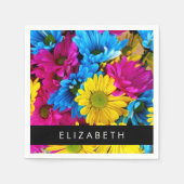 Farbenfrohe Blume, Daisis, Boho, Ihr Name Serviette (Vorderseite)